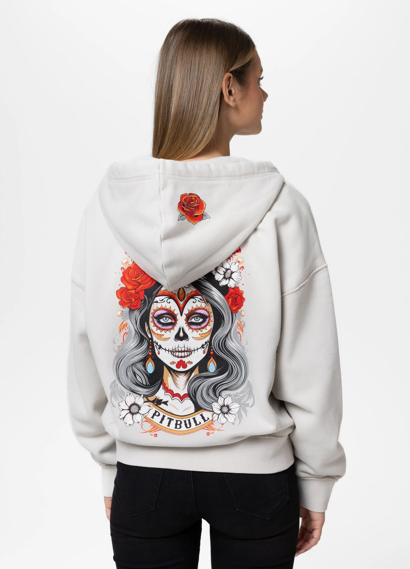 Bluza rozpinana z kapturem Washed LOVIA SANTA MUERTE - Image 2