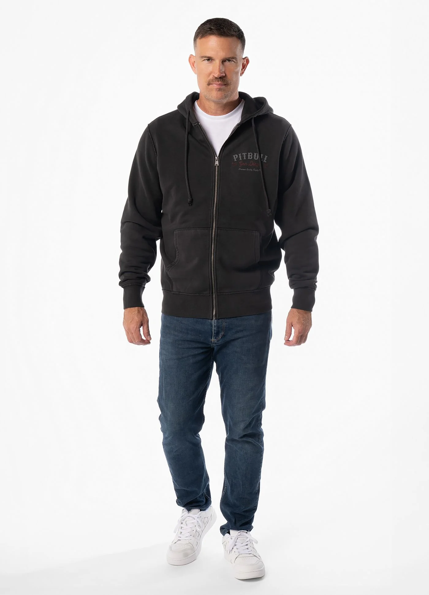 Bluza rozpinana z kapturem Washed STRENGTH & RESPECT - Image 3